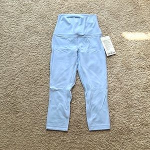 New with tags, never worn Lululemon Align crop leggings, periwinkle color size 6